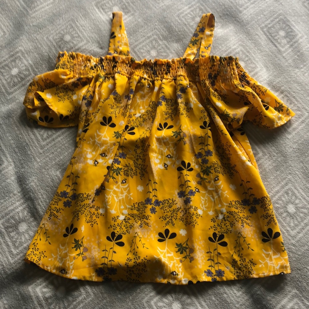 Off the shoulder yellow top